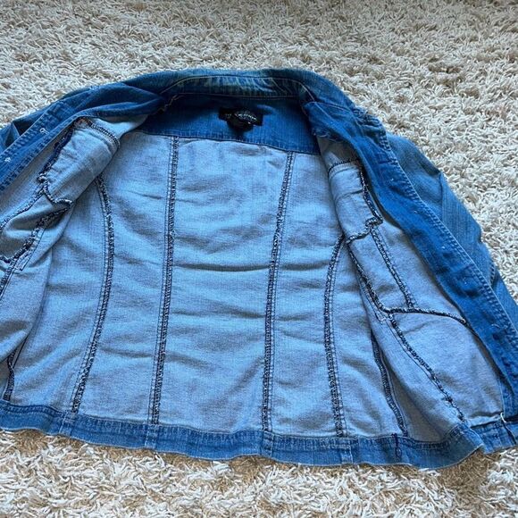 Vintage jean Jacket by Live A Little, Womens Size Medium, Pearl and Brass Button - Picture 9 of 16